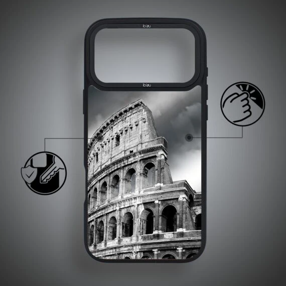 etui do iphone 18 pro max ibizu dropguard matt z magsafe, noir city, koloseum