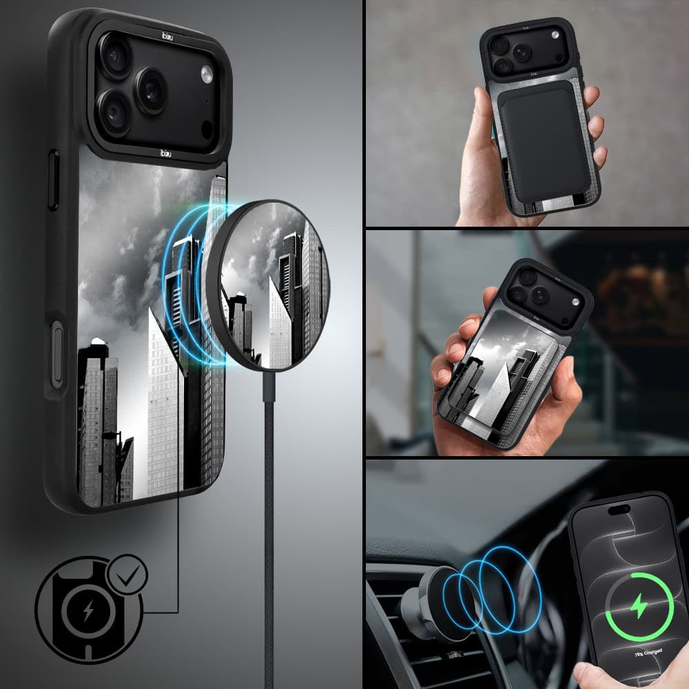 etui do iphone 18 pro max ibizu dropguard matt z magsafe, noir city, manhattan