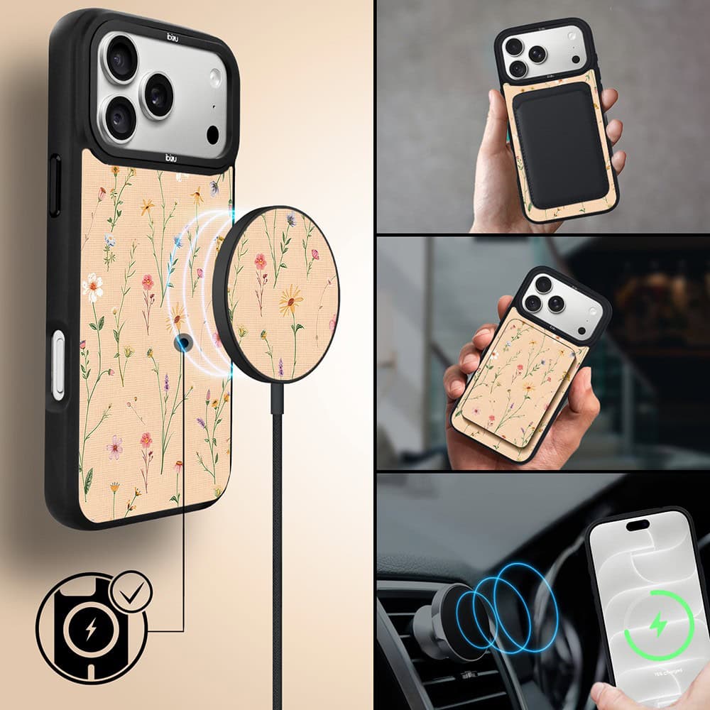 etui do iphone 18 pro max ibizu dropguard matt z magsafe, pastel bloom, koralowa Łąka