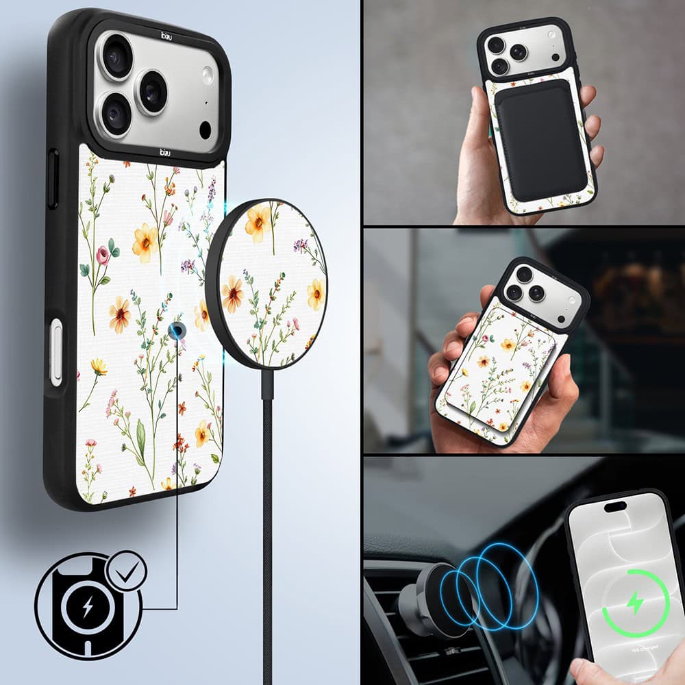 etui do iphone 18 pro max ibizu dropguard matt z magsafe, pastel bloom, letni bukiet