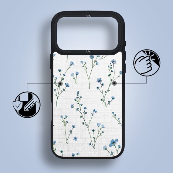etui do iphone 18 pro max ibizu dropguard matt z magsafe, pastel bloom, niebieski sen