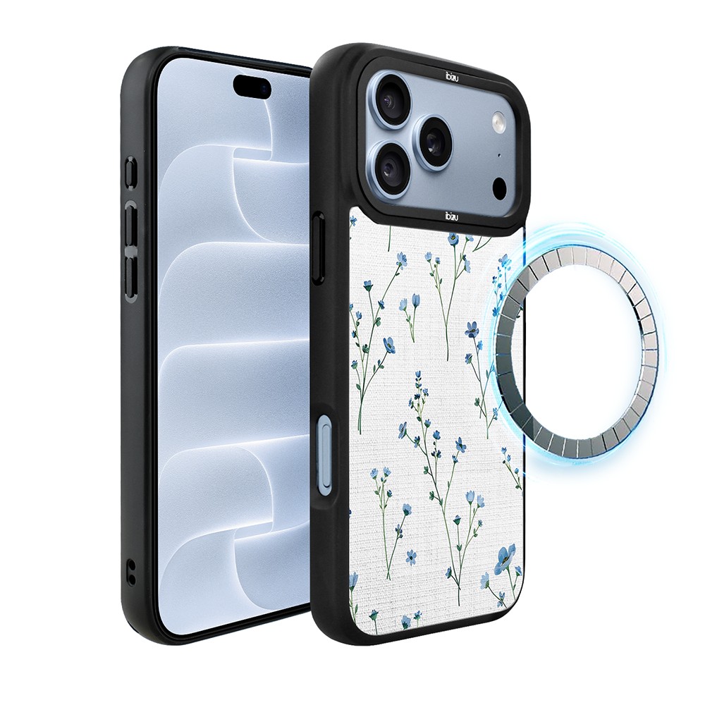 etui do iphone 18 pro max ibizu dropguard matt z magsafe, pastel bloom, niebieski sen