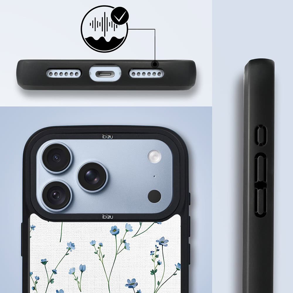 etui do iphone 18 pro max ibizu dropguard matt z magsafe, pastel bloom, niebieski sen