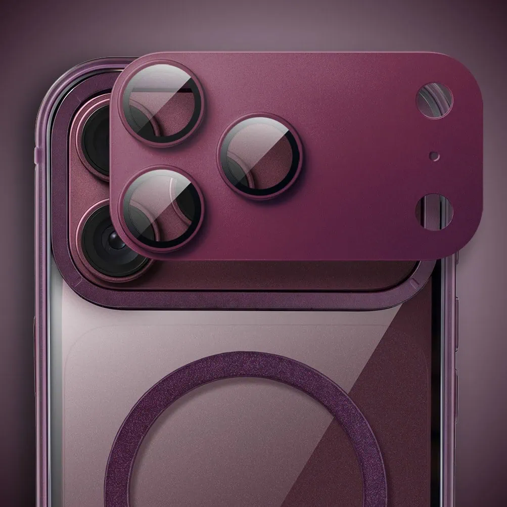 etui do iphone 18 pro max ibizu elite skin z magsafe, krystalicznie czyste z metalową ramką, burgundowe