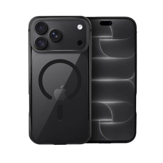 etui do iphone 18 pro max ibizu elite skin z magsafe, krystalicznie czyste z metalową ramką, czarne