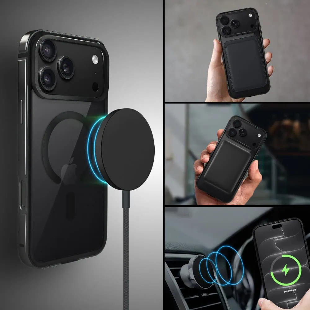 etui do iphone 18 pro max ibizu elite skin z magsafe, krystalicznie czyste z metalową ramką, czarne