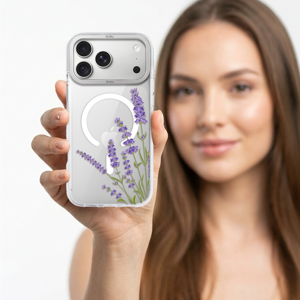 etui do iphone 18 pro max ibizu pretty clear, metalowa osłona aparatu, przeźroczyste do magsafe, lawenda