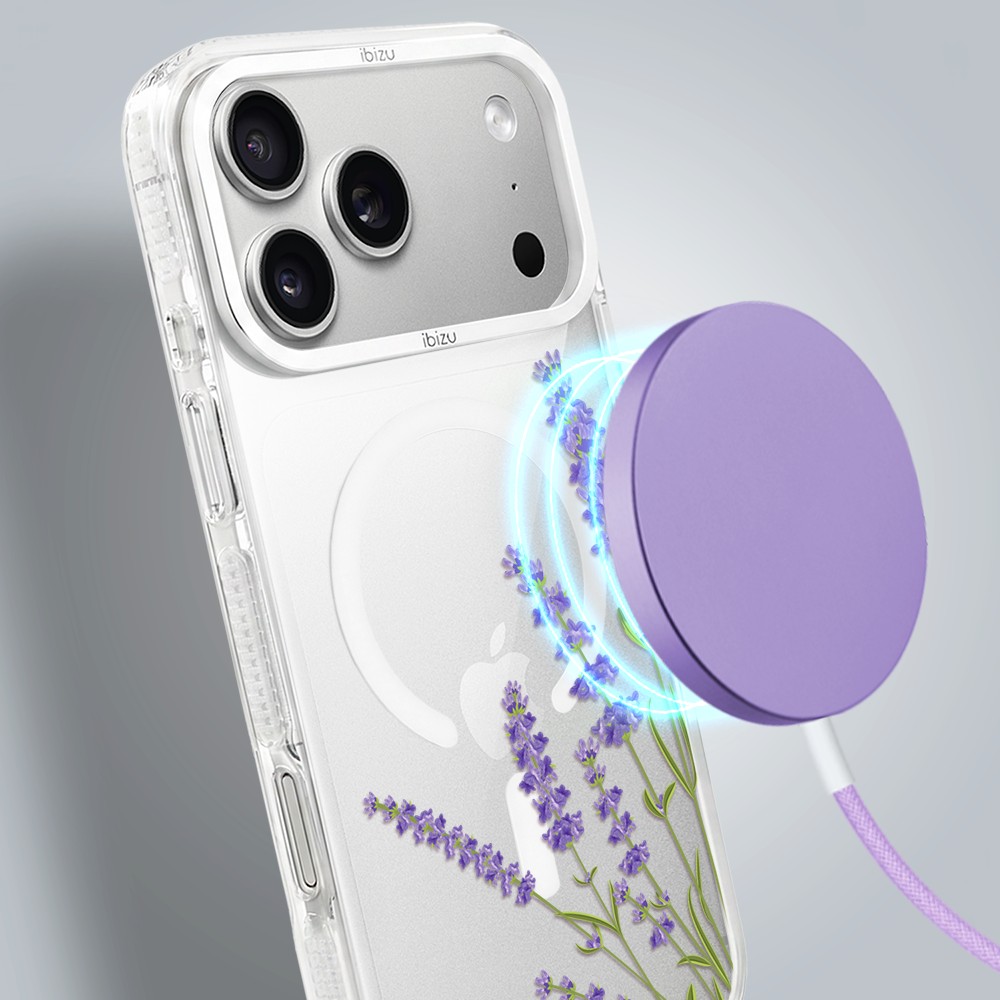 etui do iphone 18 pro max ibizu pretty clear, metalowa osłona aparatu, przeźroczyste do magsafe, lawenda