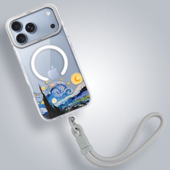 etui do iphone 18 pro max ibizu pretty clear, metalowa osłona aparatu, przeźroczyste do magsafe, obraz van gogh