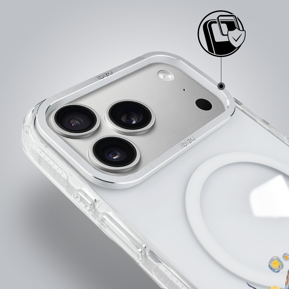 etui do iphone 18 pro max ibizu pretty clear, metalowa osłona aparatu, przeźroczyste do magsafe, obraz van gogh