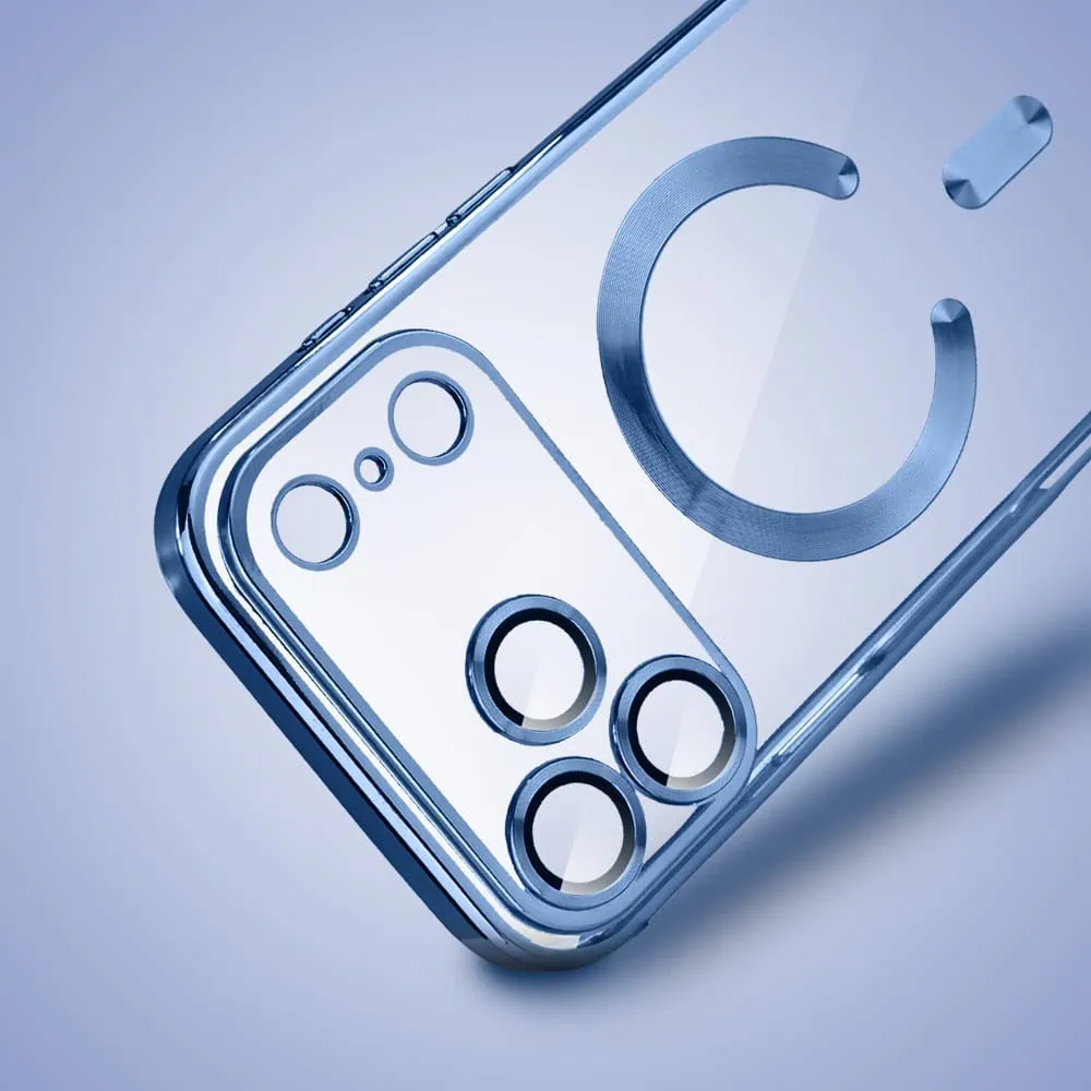 etui do iphone 18 pro max magsafe luxury protect przeźroczyste, hybrydowa ochrona kamery, błękit lodowca