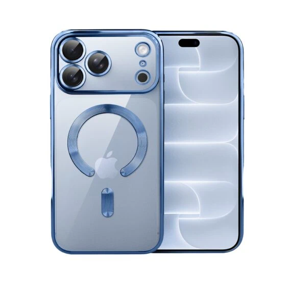 etui do iphone 18 pro max magsafe luxury protect przeźroczyste, hybrydowa ochrona kamery, błękit lodowca