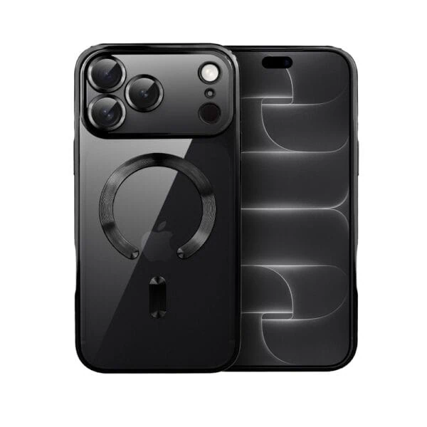 Etui do iPhone 18 Pro Max MagSafe Luxury Protect przeźroczyste, hybrydowa ochrona kamery, czarne