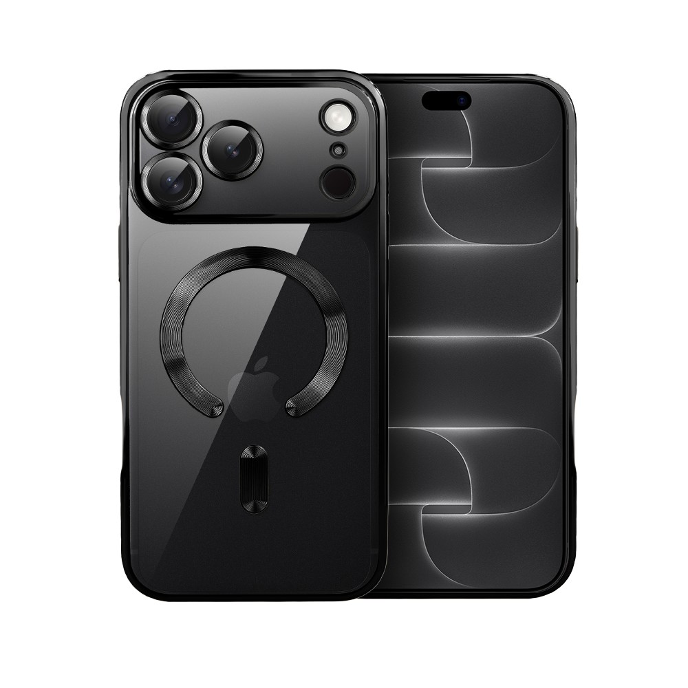 etui do iphone 18 pro max magsafe luxury protect przeźroczyste, hybrydowa ochrona kamery, czarne