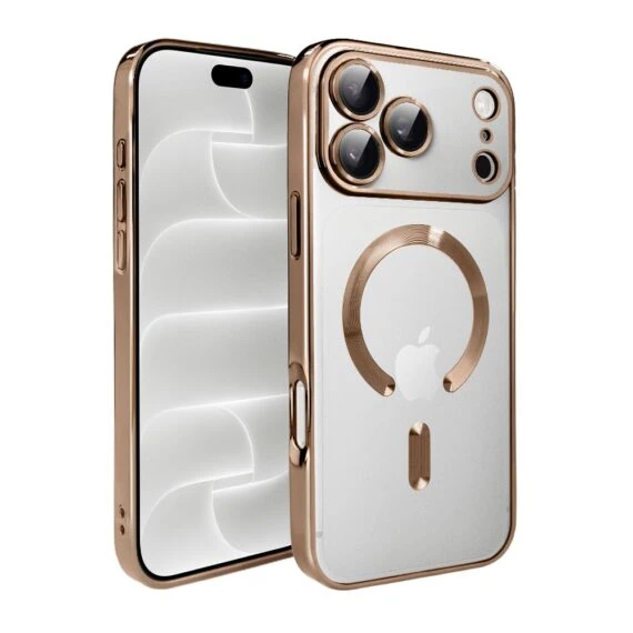 etui do iphone 18 pro max magsafe luxury protect przeźroczyste, hybrydowa ochrona kamery, tytan pustynny