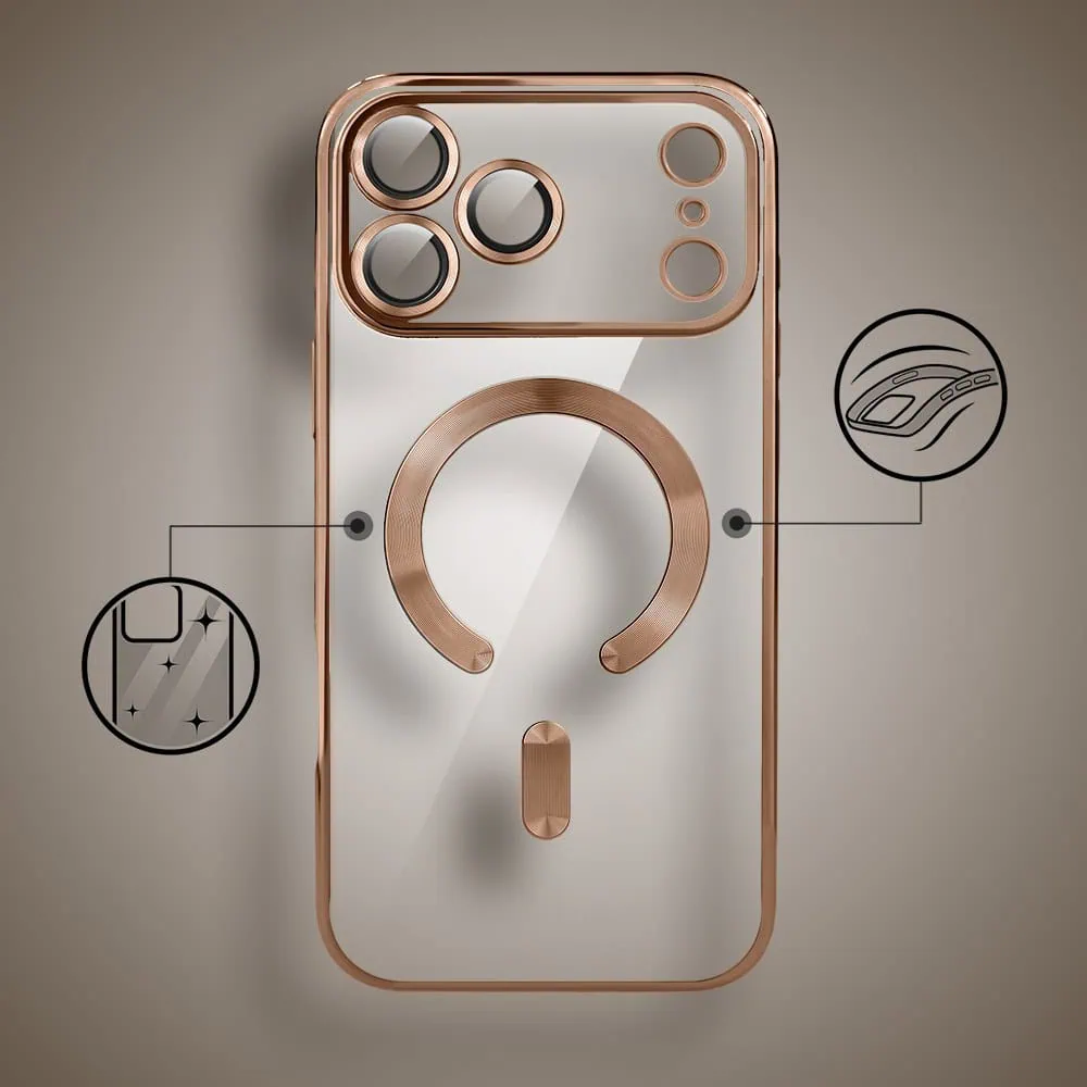 Etui do iPhone 18 Pro Max MagSafe Luxury Protect przeźroczyste, hybrydowa ochrona kamery, tytan pustynny (2) etui do iphone 18 pro max magsafe luxury protect przeźroczyste, hybrydowa ochrona kamery, tytan pustynny
