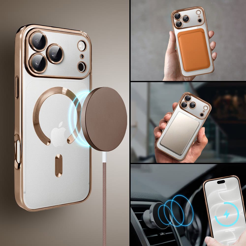 Etui do iPhone 18 Pro Max MagSafe Luxury Protect przeźroczyste, hybrydowa ochrona kamery, tytan pustynny (3) etui do iphone 18 pro max magsafe luxury protect przeźroczyste, hybrydowa ochrona kamery, tytan pustynny