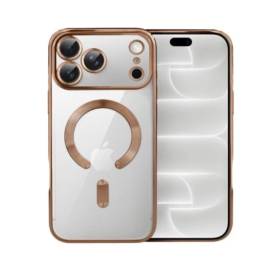 etui do iphone 18 pro max magsafe luxury protect przeźroczyste, hybrydowa ochrona kamery, tytan pustynny