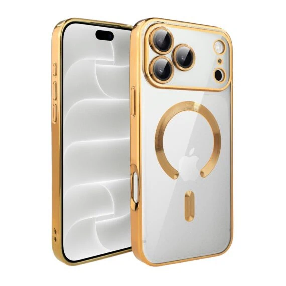 etui do iphone 18 pro max magsafe luxury protect przeźroczyste, hybrydowa ochrona kamery, złote