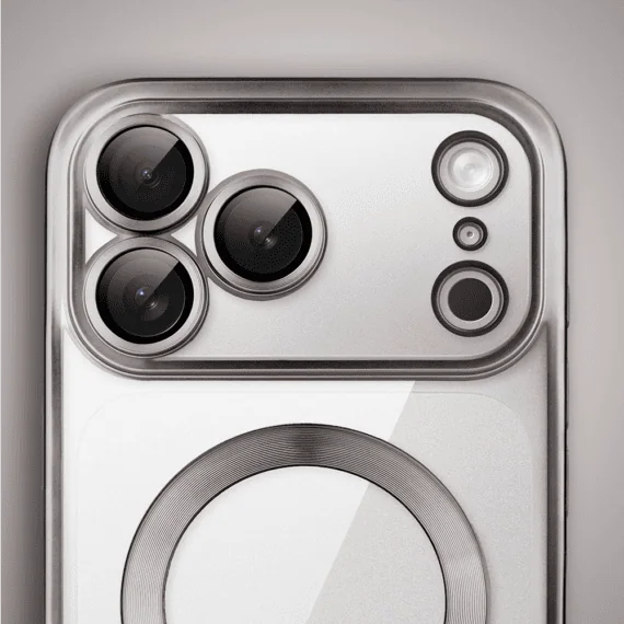 etui do iphone 18 pro max magsafe luxury protect przeźroczyste, z osłoną aparatu, titanium finish, naturalnie tytanowe