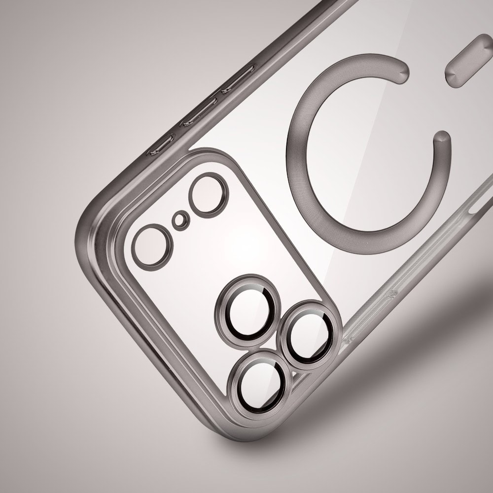 etui do iphone 18 pro max magsafe luxury protect przeźroczyste, z osłoną aparatu, titanium finish, naturalnie tytanowe