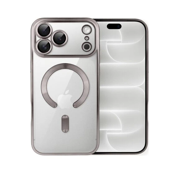 etui do iphone 18 pro max magsafe luxury protect przeźroczyste, z osłoną aparatu, titanium finish, naturalnie tytanowe