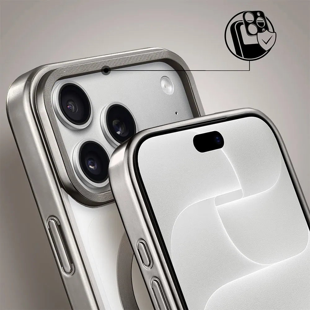 etui do iphone 18 pro max magsafe luxury titanium finish, przeźroczyste, tytanowe