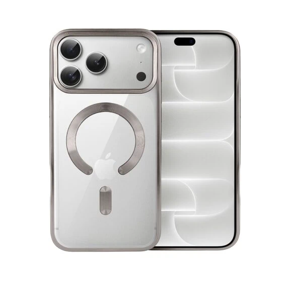 etui do iphone 18 pro max magsafe luxury titanium finish, przeźroczyste, tytanowe