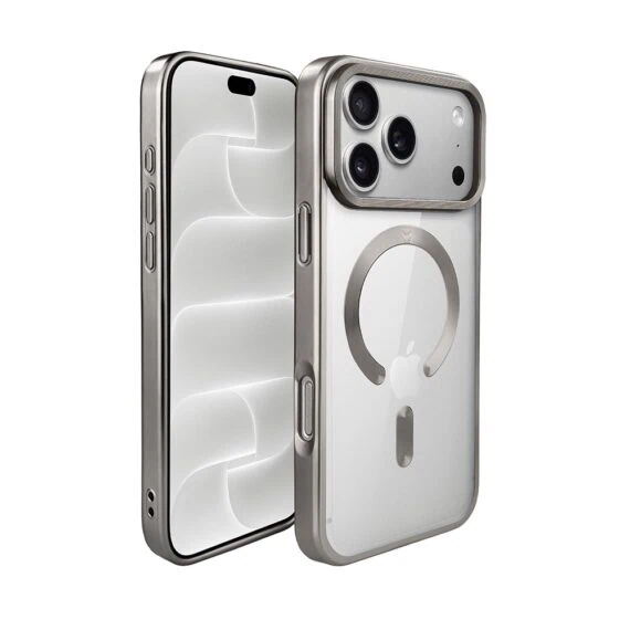 etui do iphone 18 pro max magsafe luxury titanium finish, przeźroczyste, tytanowe
