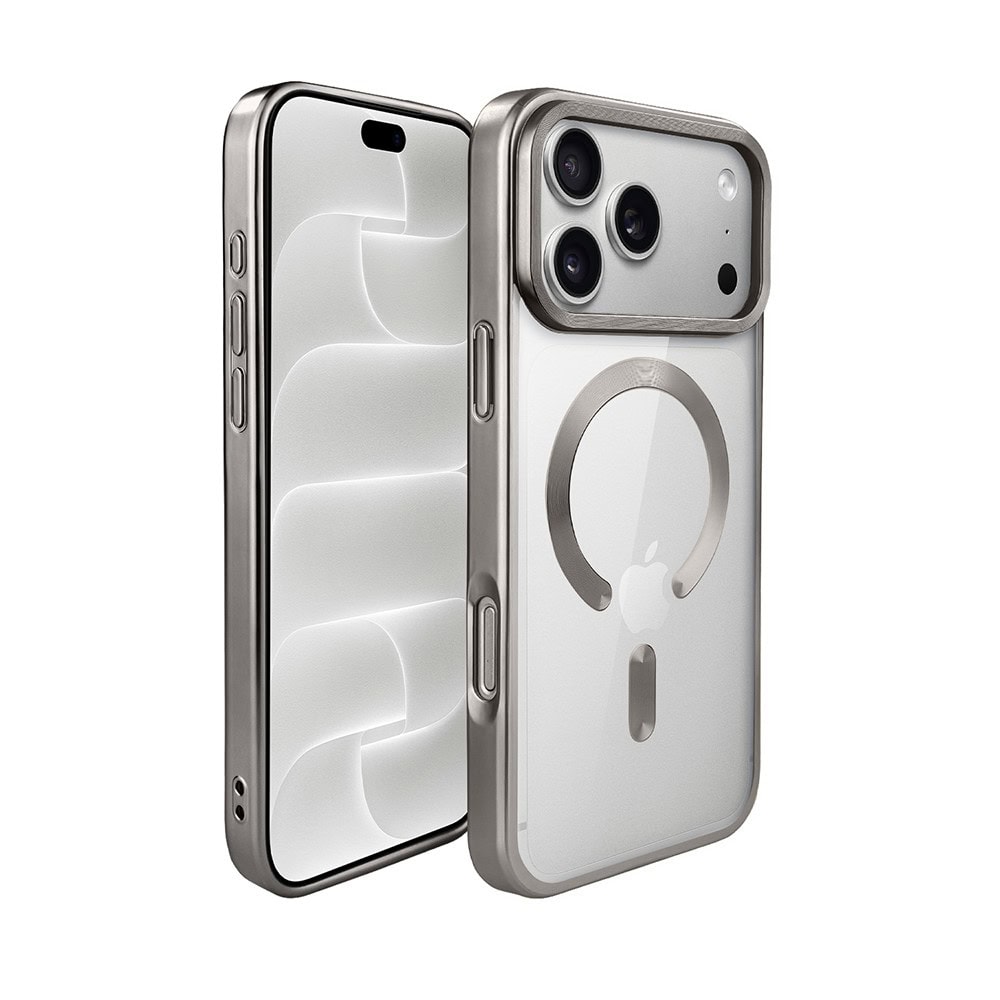 etui do iphone 18 pro max magsafe luxury titanium finish, przeźroczyste, tytanowe