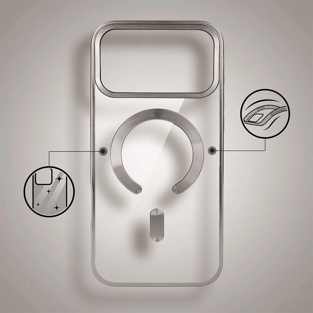 etui do iphone 18 pro max magsafe luxury titanium finish, przeźroczyste, tytanowe