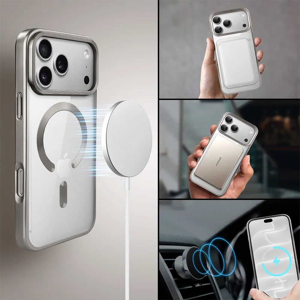 etui do iphone 18 pro max magsafe luxury titanium finish, przeźroczyste, tytanowe