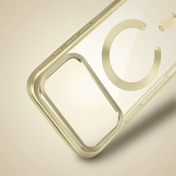 etui do iphone 18 pro max magsafe luxury titanium finish, przeźroczyste, złote