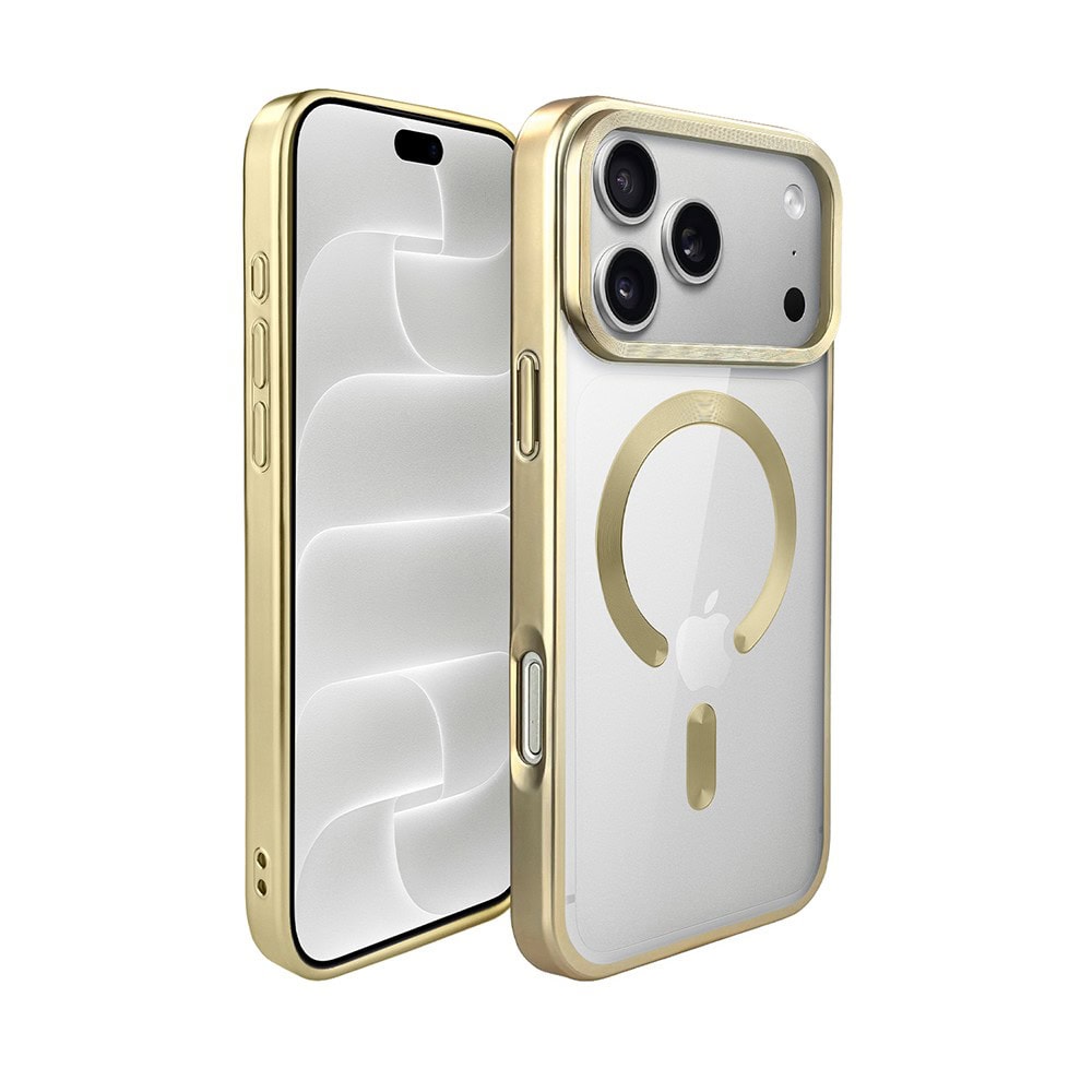 etui do iphone 18 pro max magsafe luxury titanium finish, przeźroczyste, złote