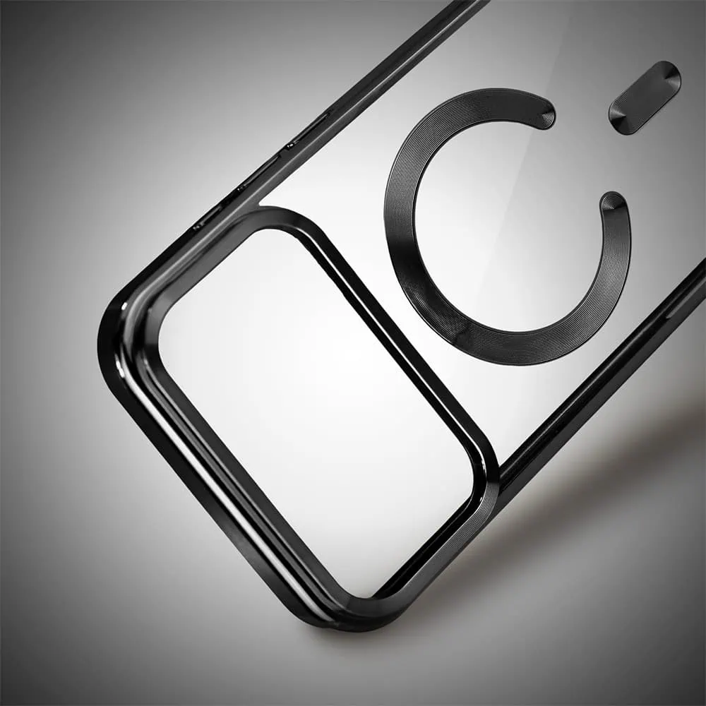 etui do iphone 18 pro max, magsafe luxury, przeźroczyste, czarne