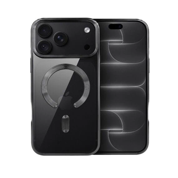 etui do iphone 18 pro max, magsafe luxury, przeźroczyste, czarne