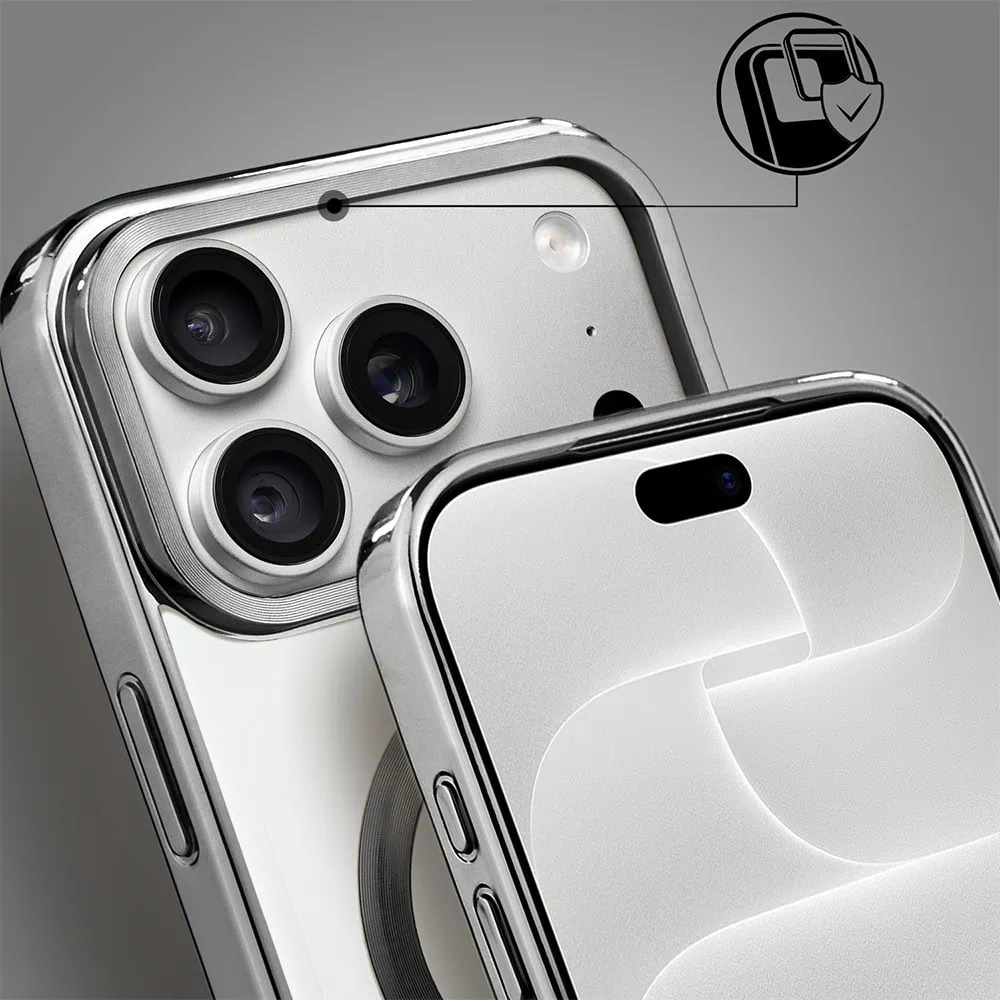 etui do iphone 18 pro max, magsafe luxury, przeźroczyste, tytanowe