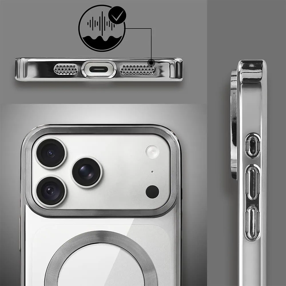 etui do iphone 18 pro max, magsafe luxury, przeźroczyste, tytanowe