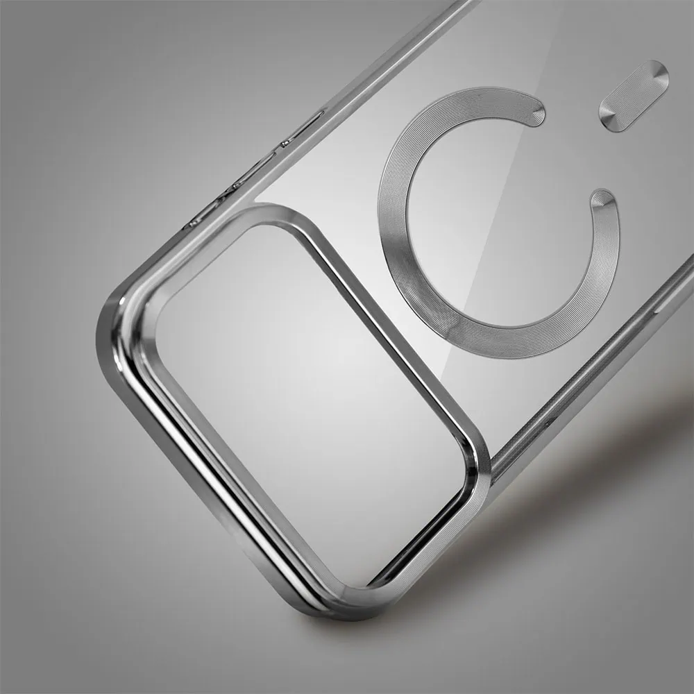 etui do iphone 18 pro max, magsafe luxury, przeźroczyste, tytanowe