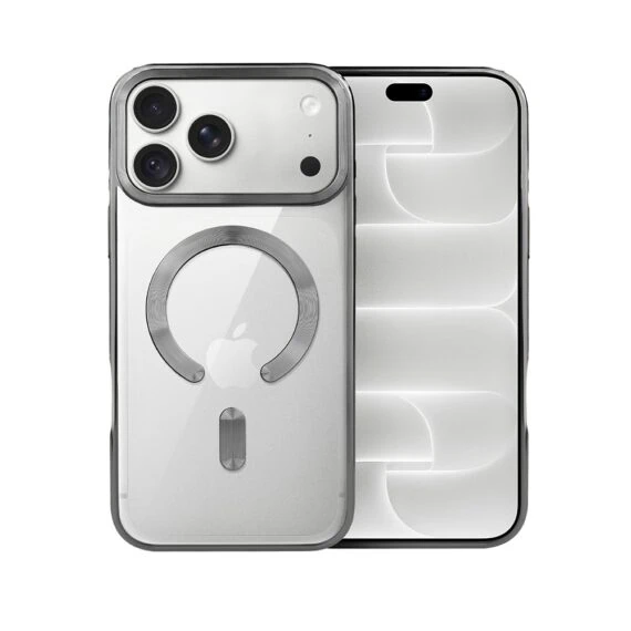 etui do iphone 18 pro max, magsafe luxury, przeźroczyste, tytanowe