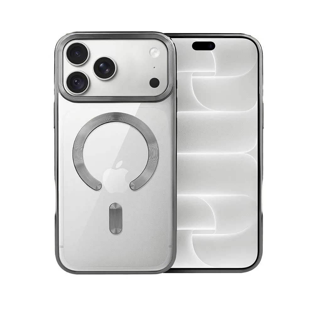 etui do iphone 18 pro max, magsafe luxury, przeźroczyste, tytanowe