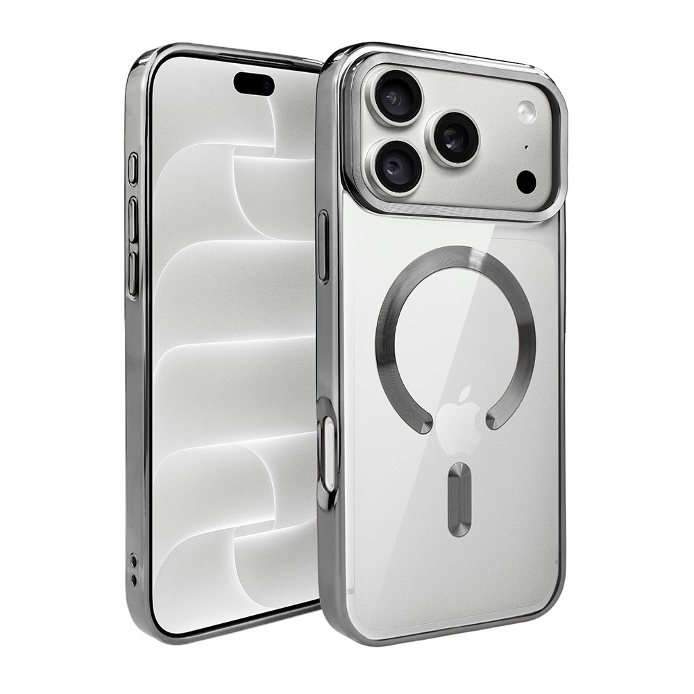 etui do iphone 18 pro max, magsafe luxury, przeźroczyste, tytanowe
