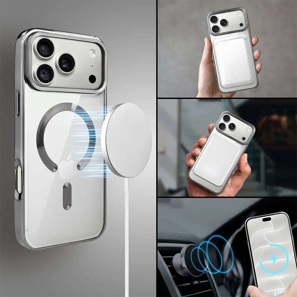 etui do iphone 18 pro max, magsafe luxury, przeźroczyste, tytanowe