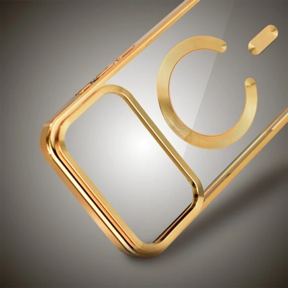 etui do iphone 18 pro max, magsafe luxury, przeźroczyste, złote