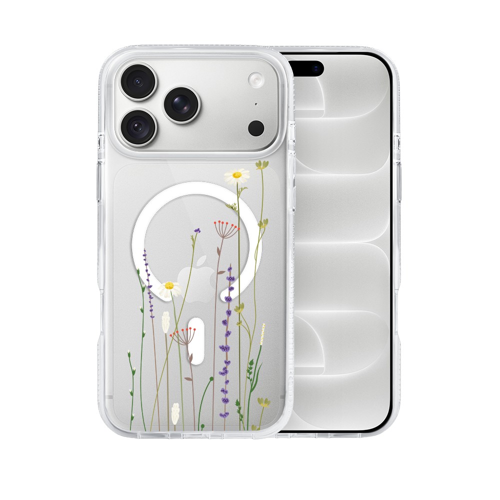 etui do iphone 18 pro max, magsafe wiosenne kwiaty, przeźroczyste