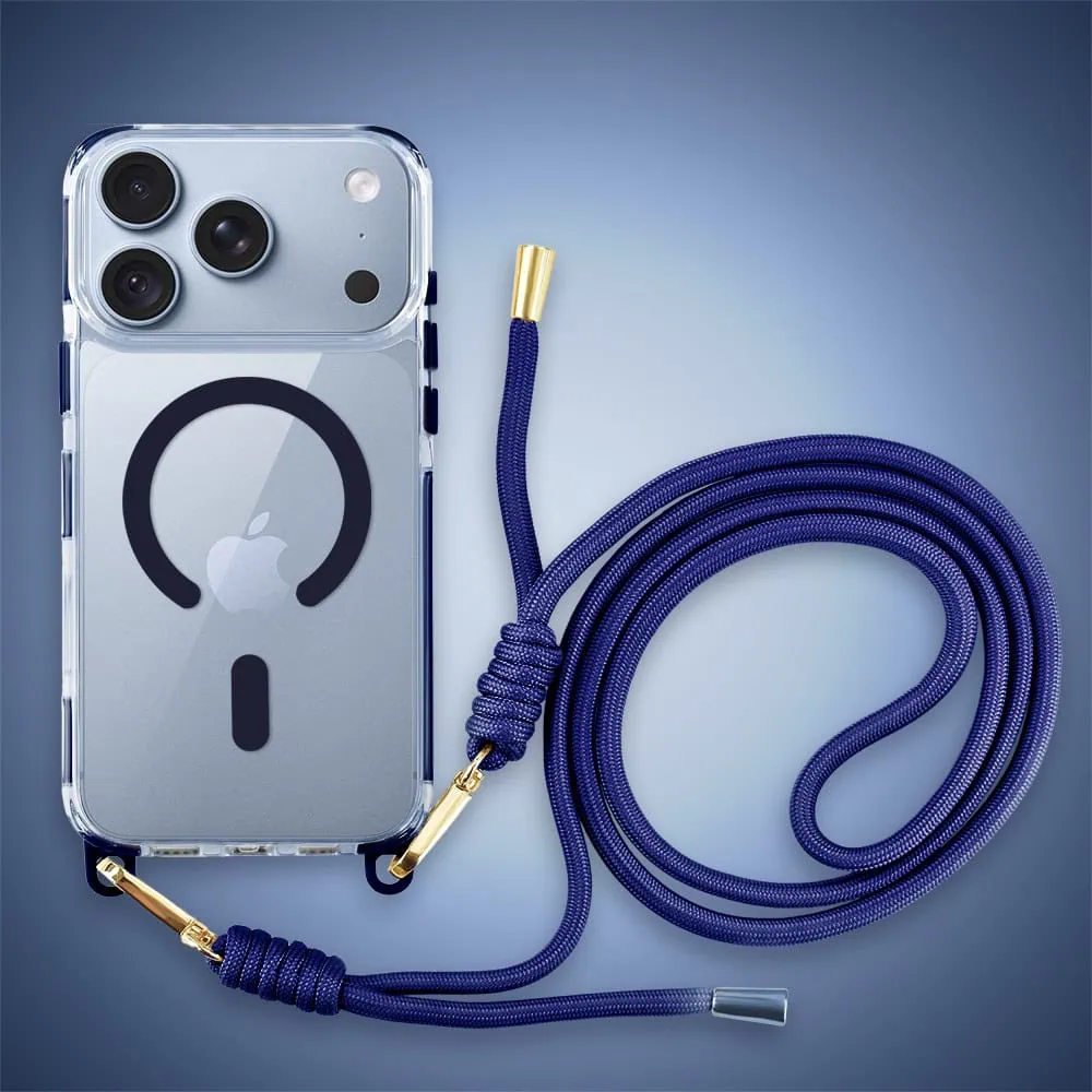 Etui do iPhone 18 Pro Max, MagSafe, ze smyczą, na ramię, crossbody, granatowe (2) etui do iphone 18 pro max, magsafe, ze smyczą, na ramię, crossbody, granatowe