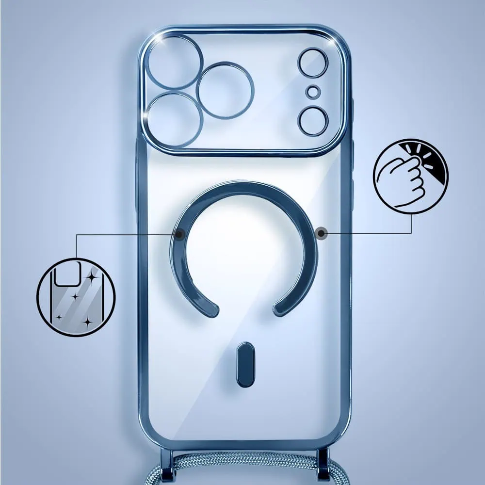 etui do iphone 18 pro magsafe slim crossbody, jak torebka, granatowe