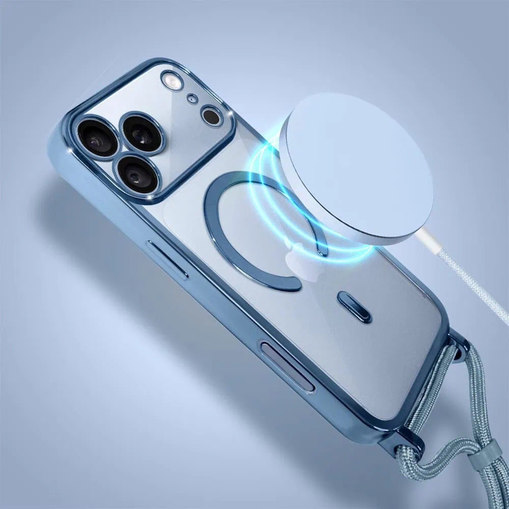 etui do iphone 18 pro magsafe slim crossbody, jak torebka, granatowe