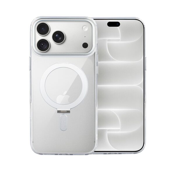Etui do iPhone 18 Pro Max Metal Clear Cam MagSafe Stand z podstawką, twarde, przeźroczyste
