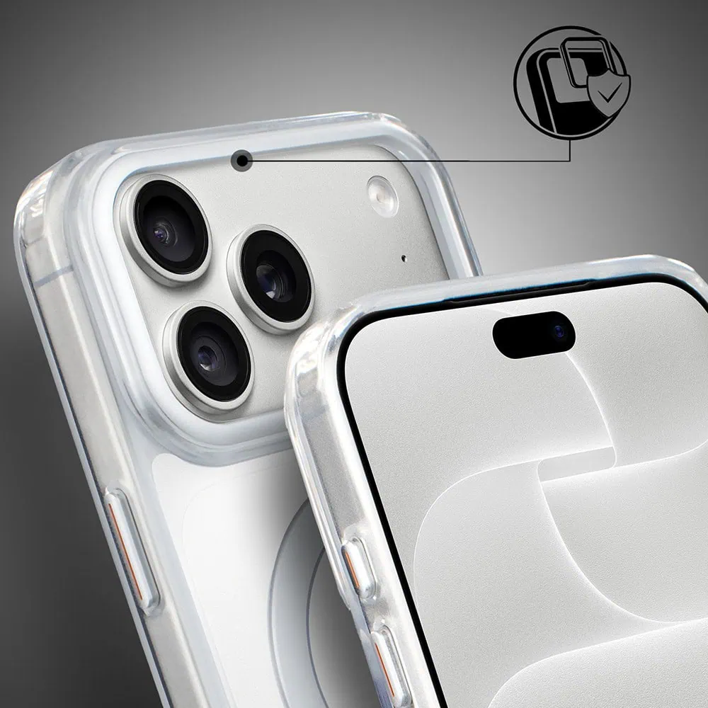 etui do iphone 18 pro max metal clear cam magsafe stand z podstawką, twarde, przeźroczyste